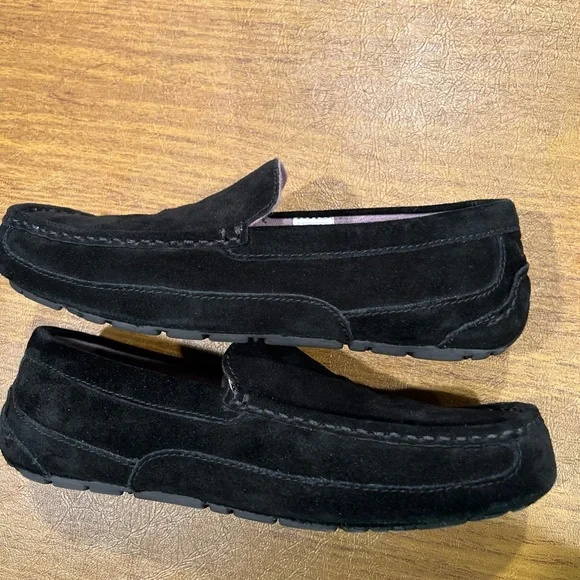 UGG Men's Adler Black Suede Slip-Ons - Picture 3 of 13
